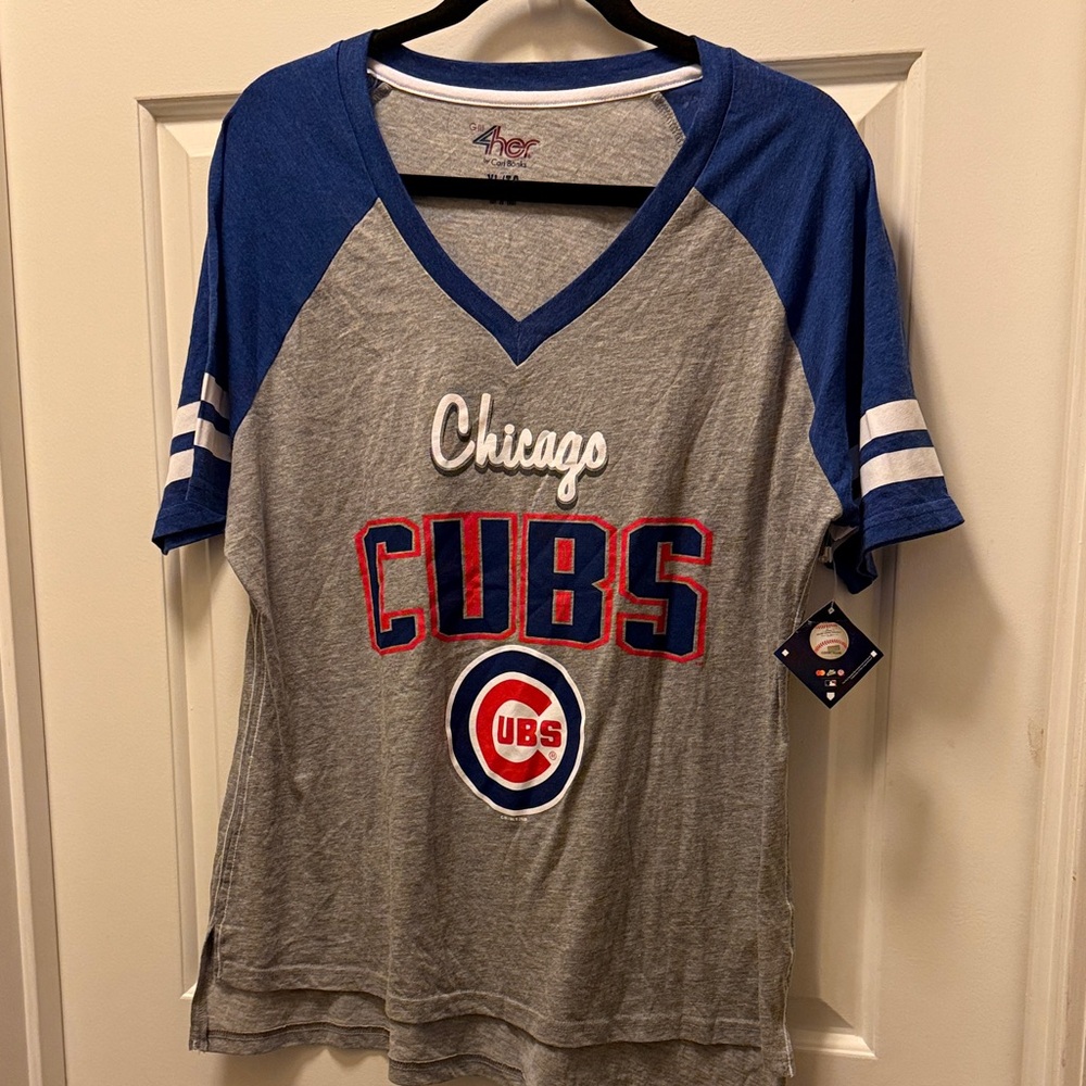 Chicago Cubs Women's Short Sleeve Tee - Blue and Gray